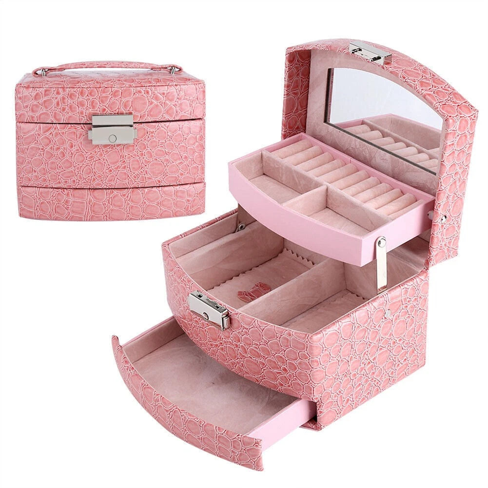 3 Layers Jewelry Necklace Ring Storage Box Case Lady Gift Home Supplies | eBay