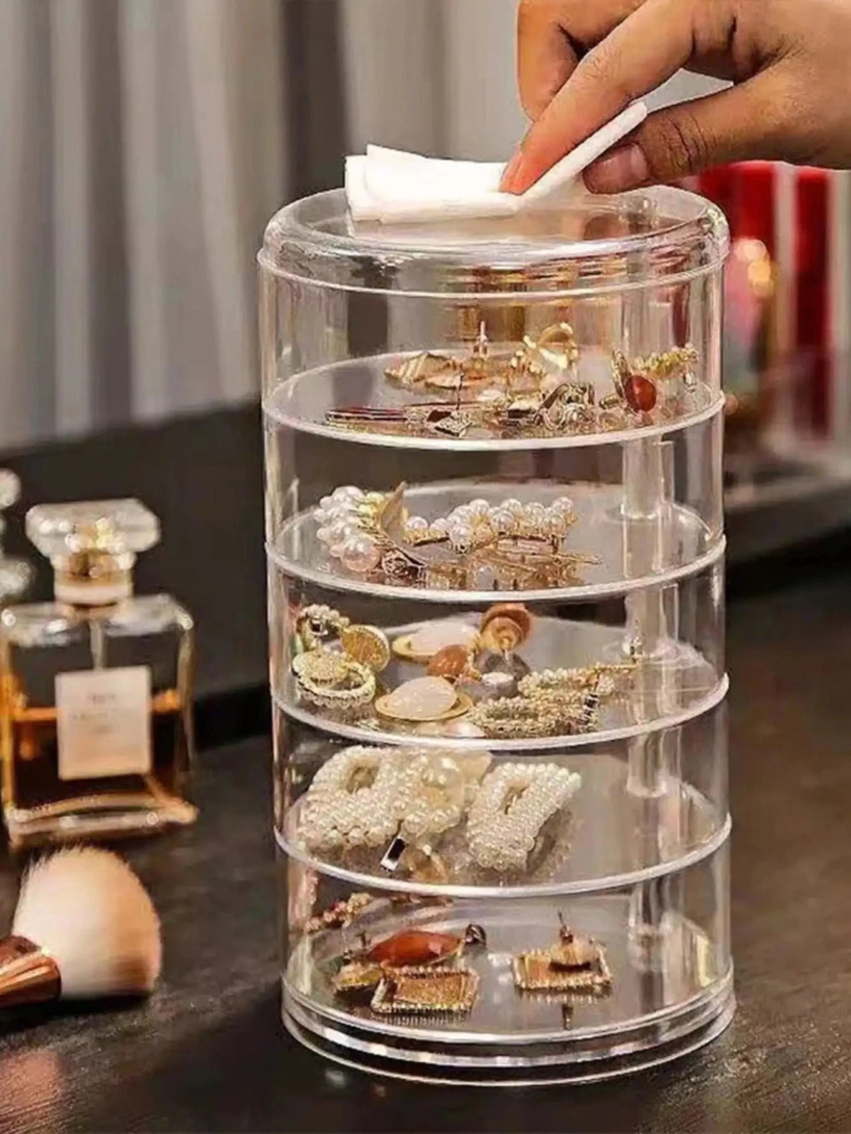 1pc Stylish & Large Capacity 3/4/5 Layers Rotating Jewelry Storage Box For | eBay