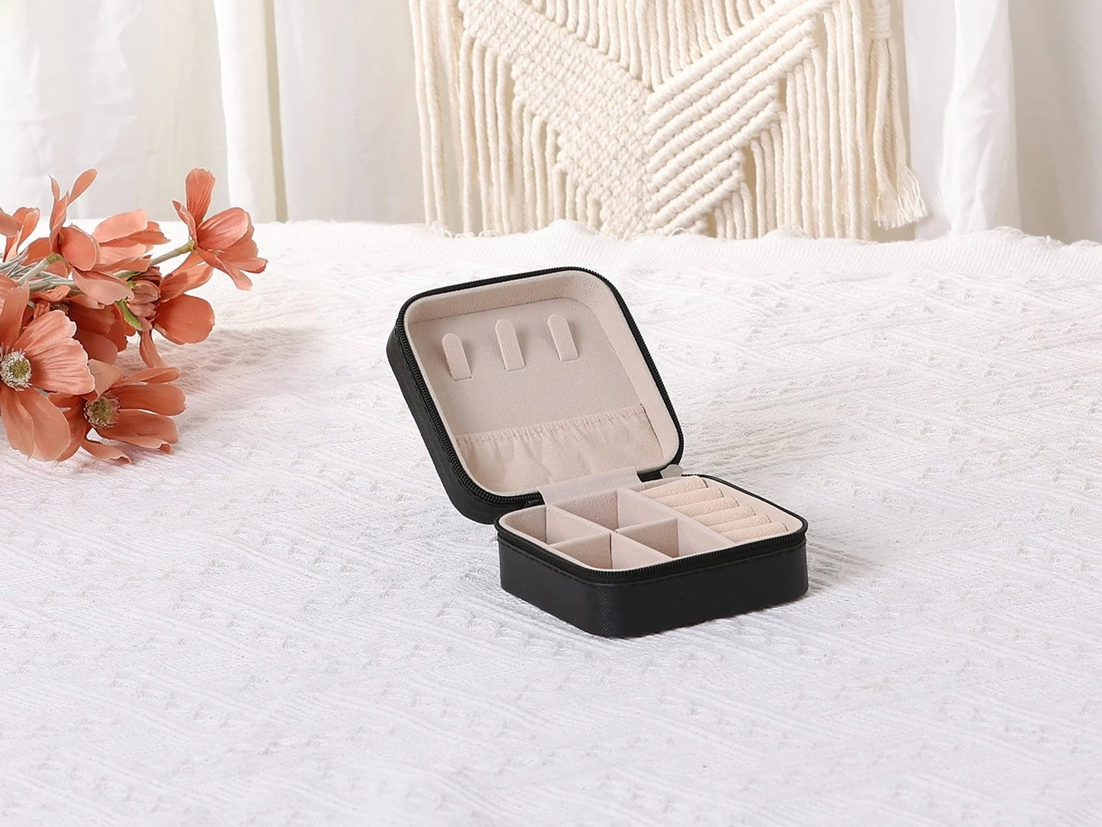Jewelry Boxes Mini Portable PU Leather Jewelry Organizer Storage Display Black | eBay