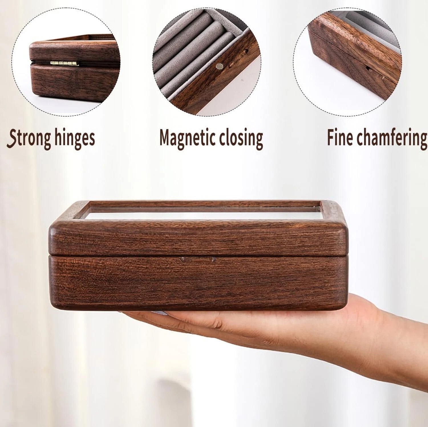 Compact and Portable Walnut Jewelry Box - Handcrafted with Care for Rings, Ne... | eBay