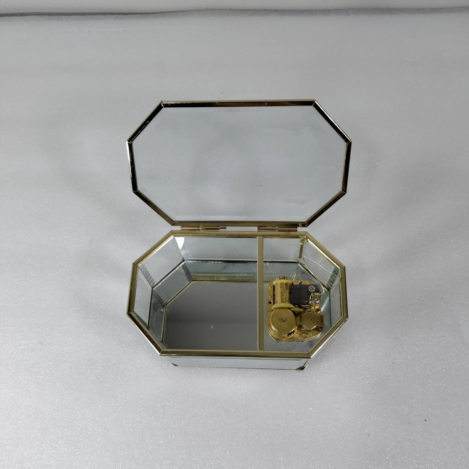 Golden Glass Display Musical Jewelry Box Case with Hinged Top Lid | eBay