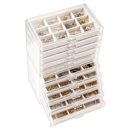 Earring Holder Organizer Box Jewelry Storage with 10 10 Layers Warmwhite | eBay