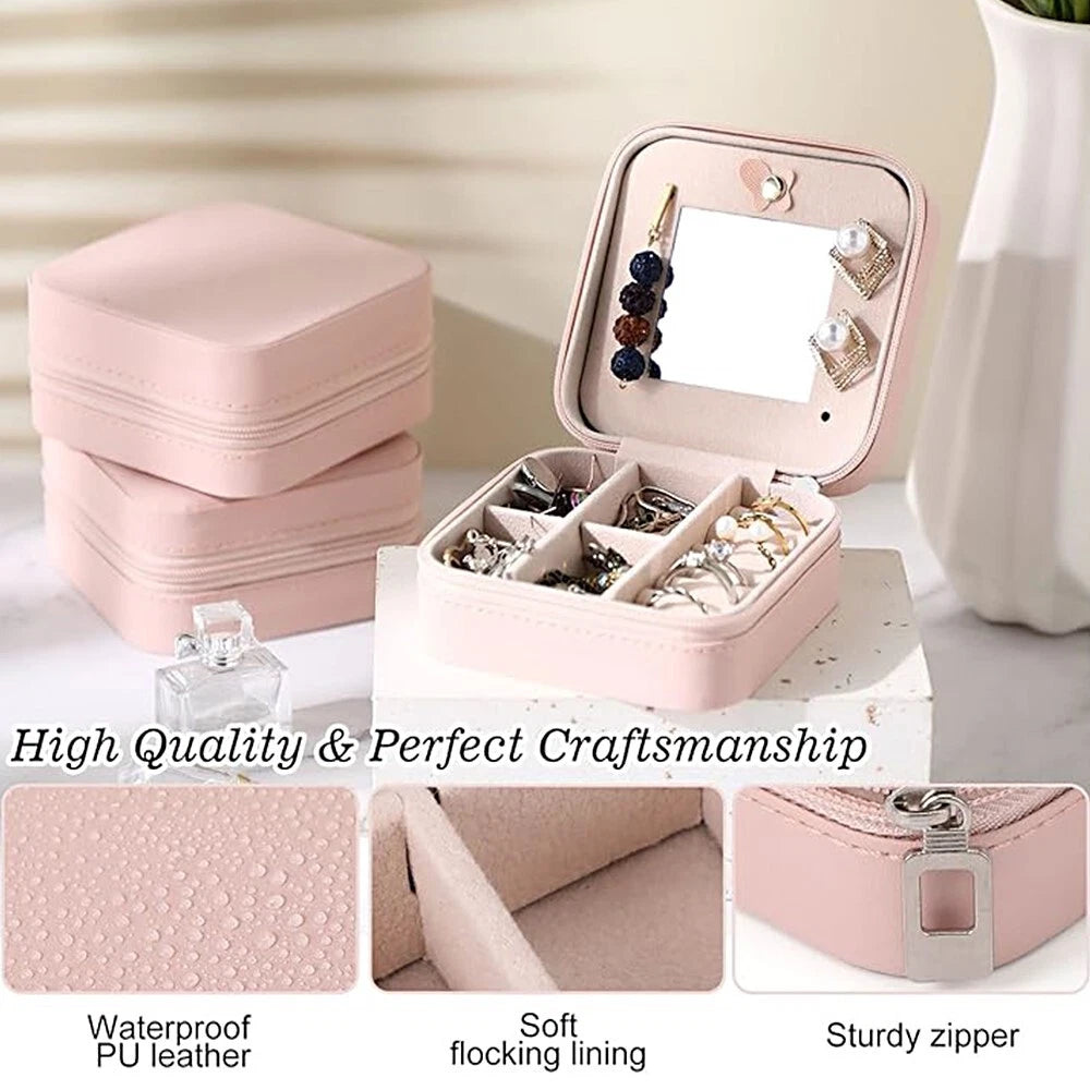 Exquisite Craftsmanship Fashion Portable Leather Jewelry Storage Box with Mirror | eBay