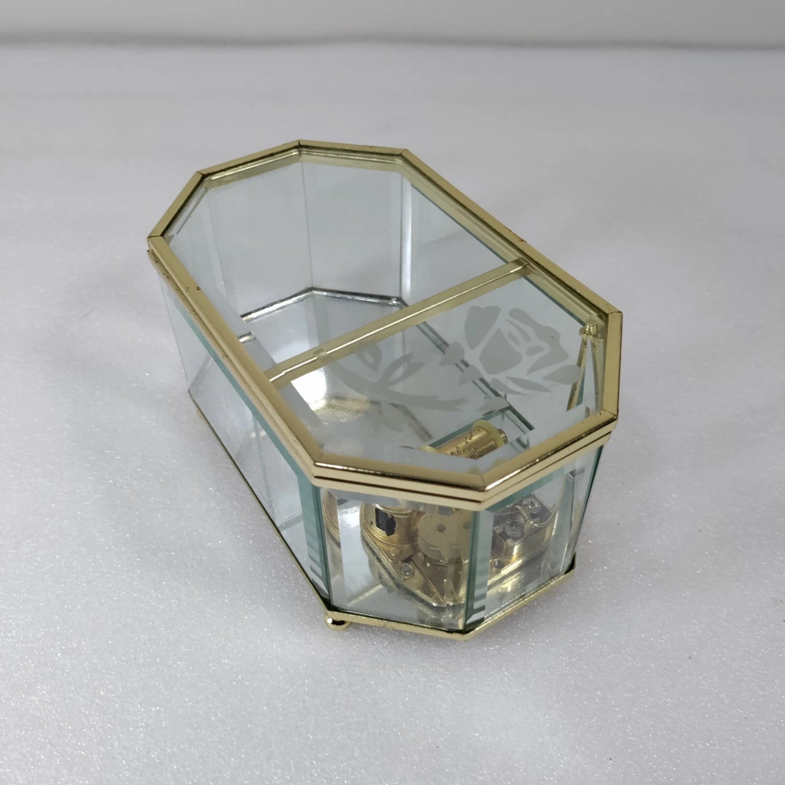 Golden Glass Display Musical Jewelry Box Case with Hinged Top Lid | eBay