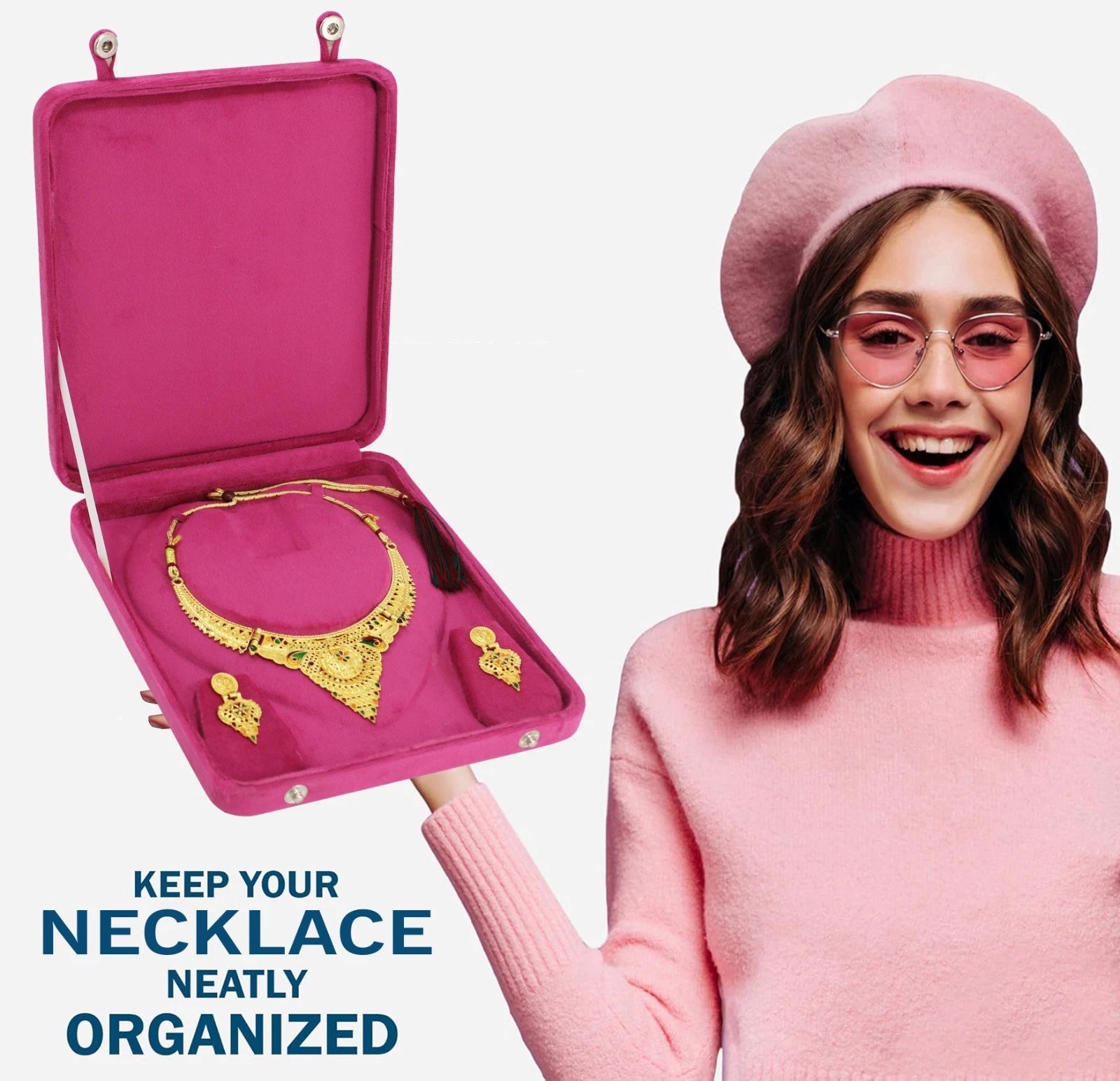 2 Jewelry Necklace Pendant Ring Earring Storage Organizer Locker Box Velvet Case | eBay