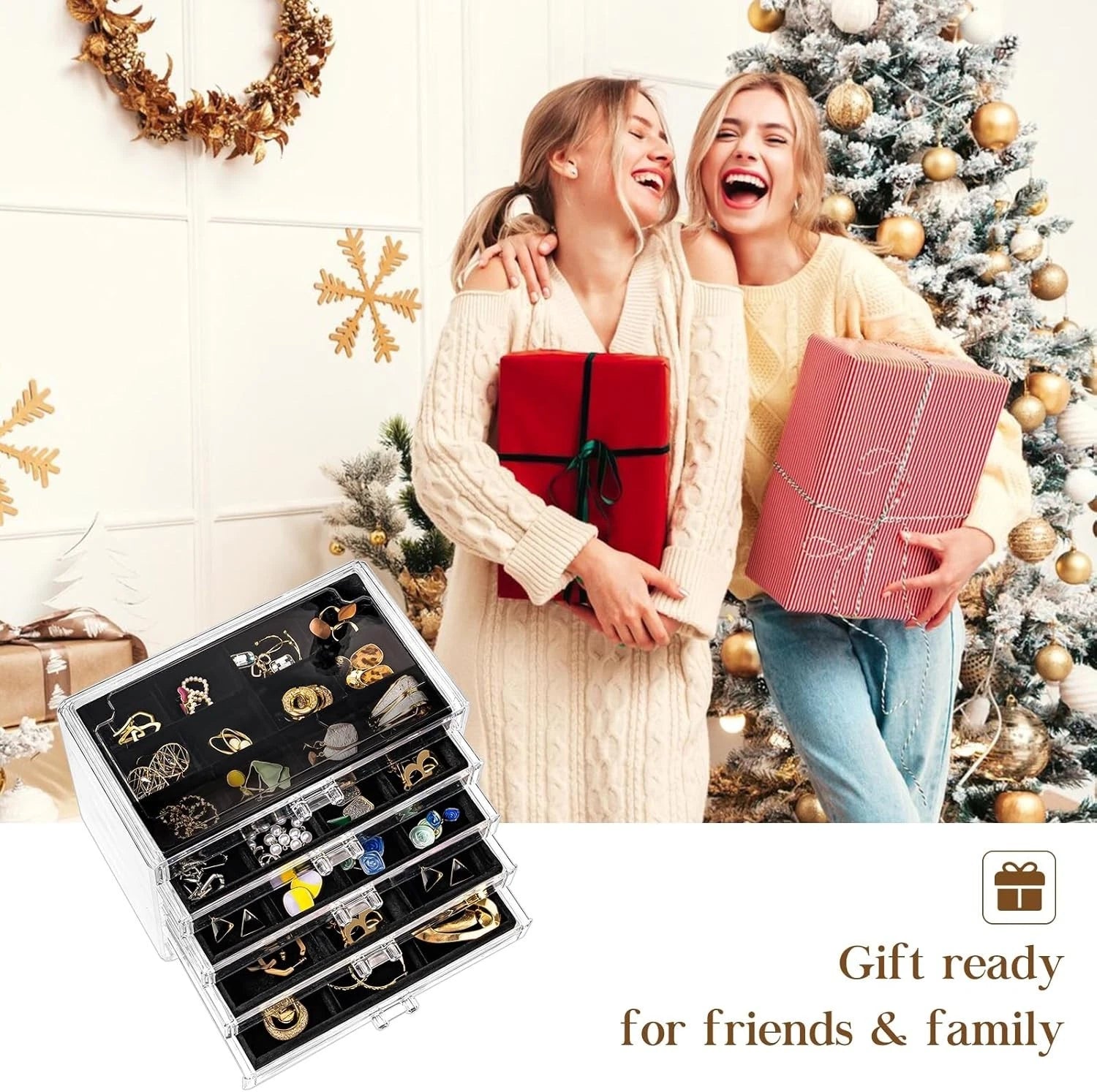 Freestanding Jewelry Storage Box with 5 Velvet Drawers - Elegant & Functional | eBay