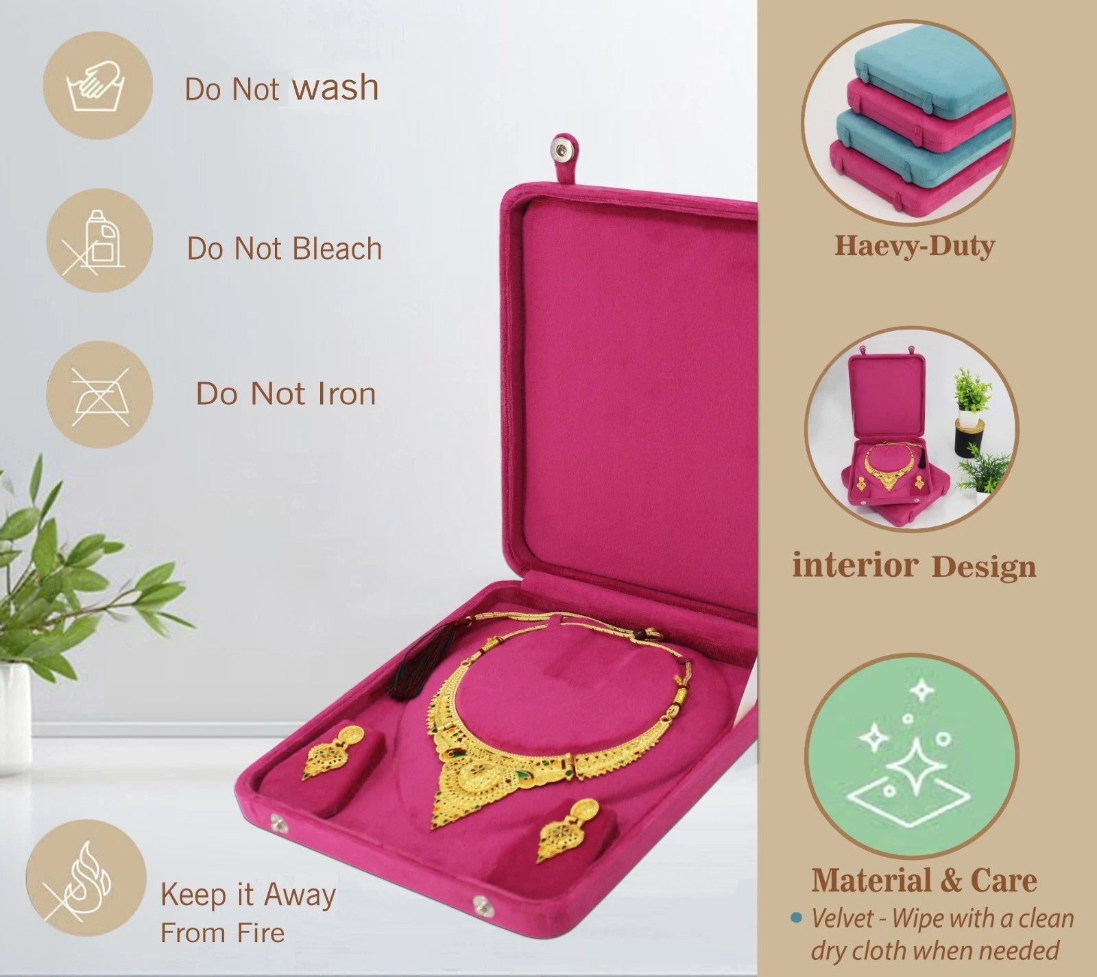 2 Jewelry Necklace Pendant Ring Earring Storage Organizer Locker Box Velvet Case | eBay