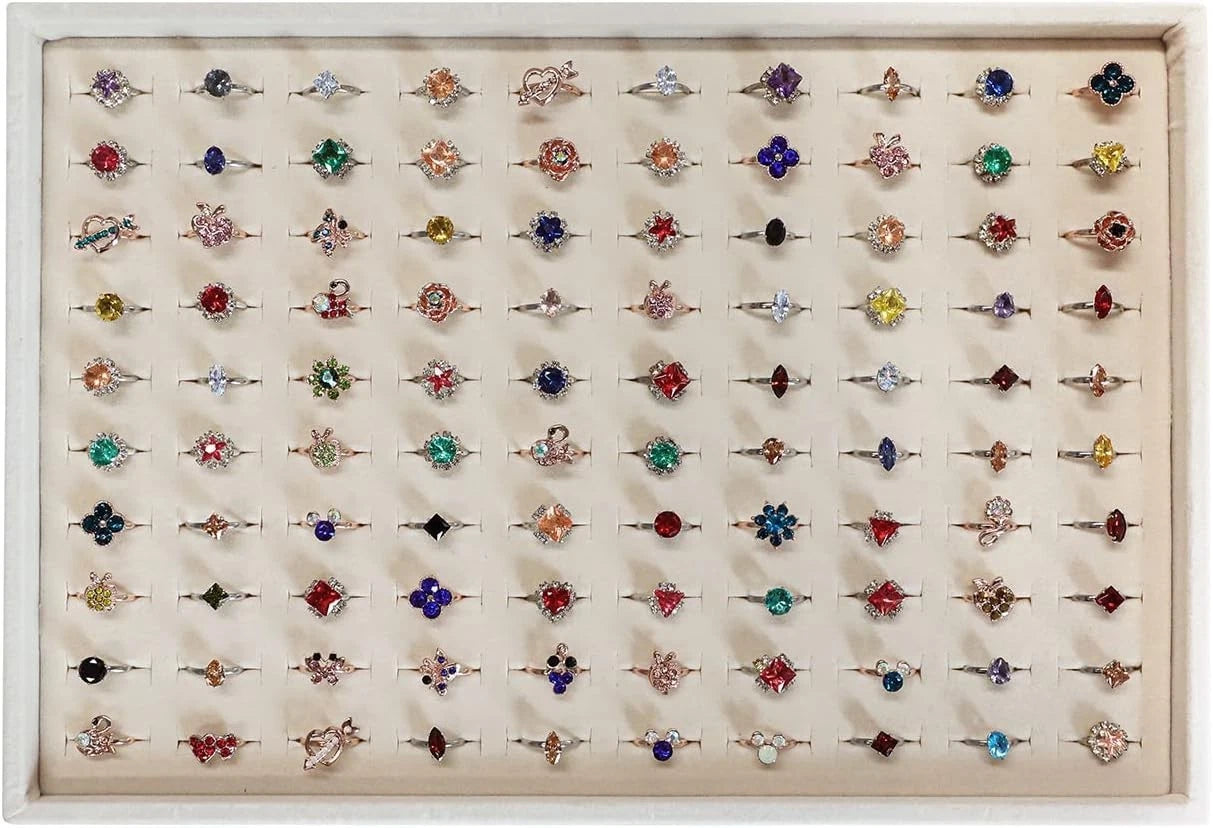 Jewelry Organizer Ring Tray Stackable Jewelry Storage Box Beige 100 Slots | eBay