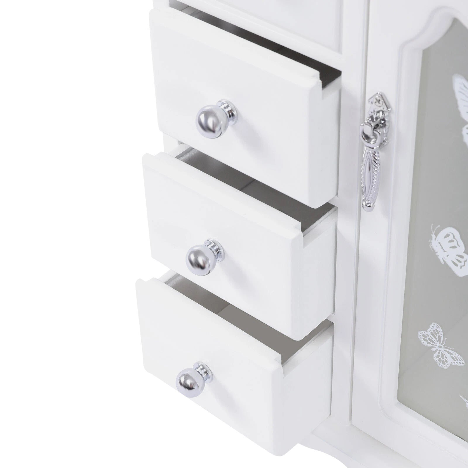 4 Drawers Jewelry Organizer Box Storage Mirrored Case Xmas Gift for Women Girls | eBay