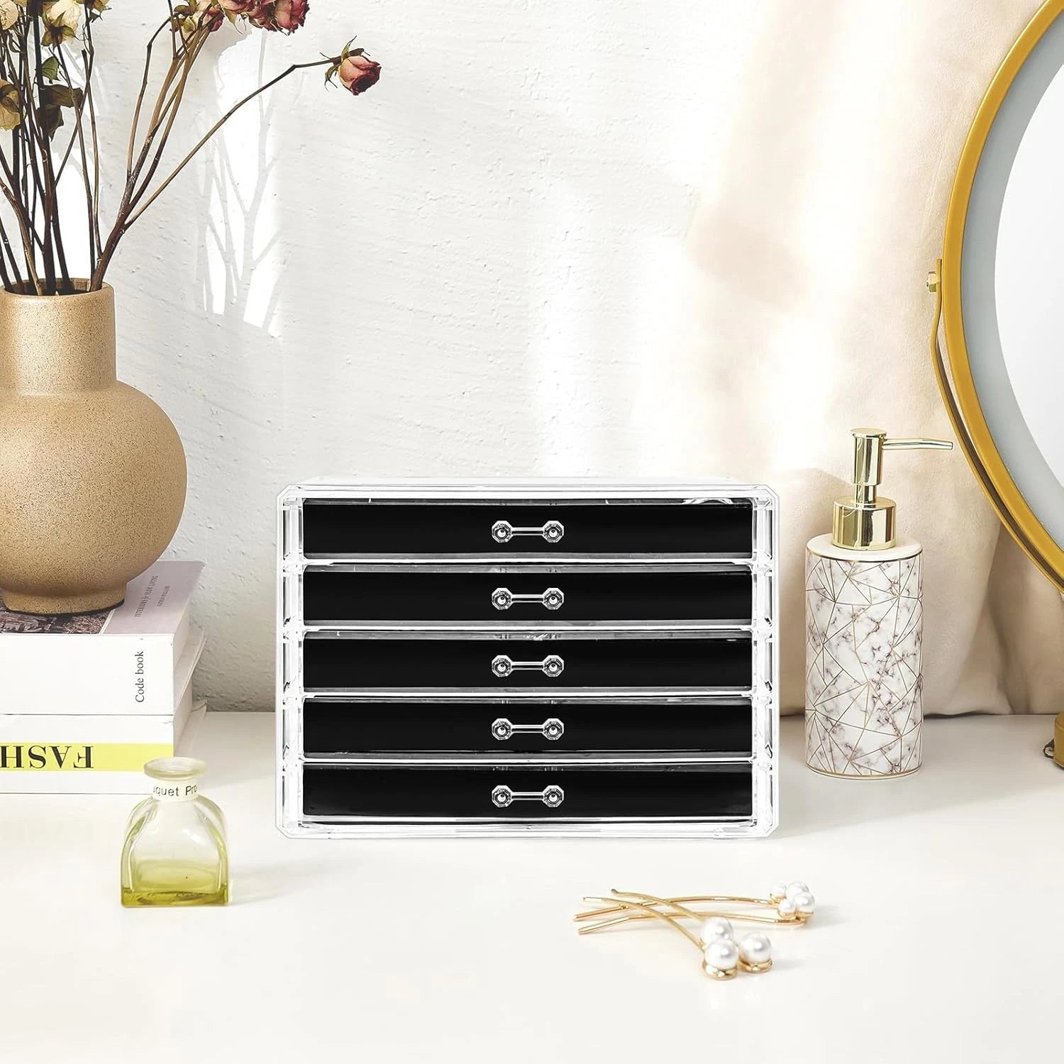 Freestanding Jewelry Storage Box with 5 Velvet Drawers - Elegant & Functional | eBay