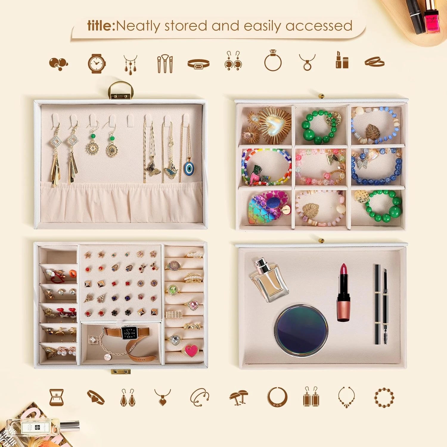 3 Layer Jewelry Box Holder Organizer Jewelry Organizer Drawer, Large Boxes | eBay