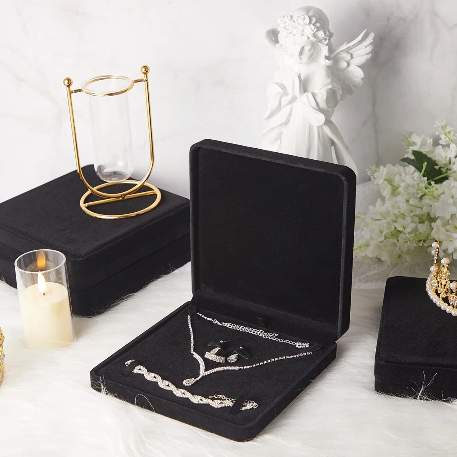 6 Pcs Velvet Jewelry Set Box Jewelry Display Case Earring Ring Bracelet Neckl... | eBay