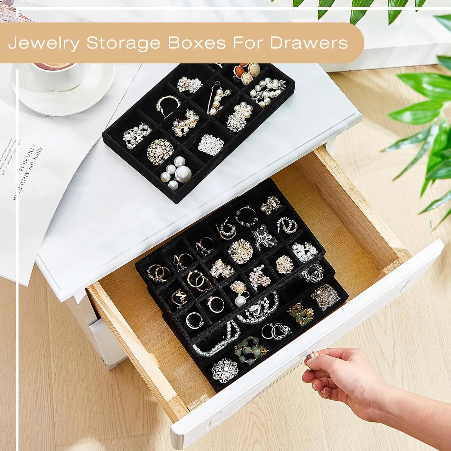 12 Pcs Jewelry Tray Velvet Stackable Jewelry Organizer Trays Divided Earring Acc | eBay