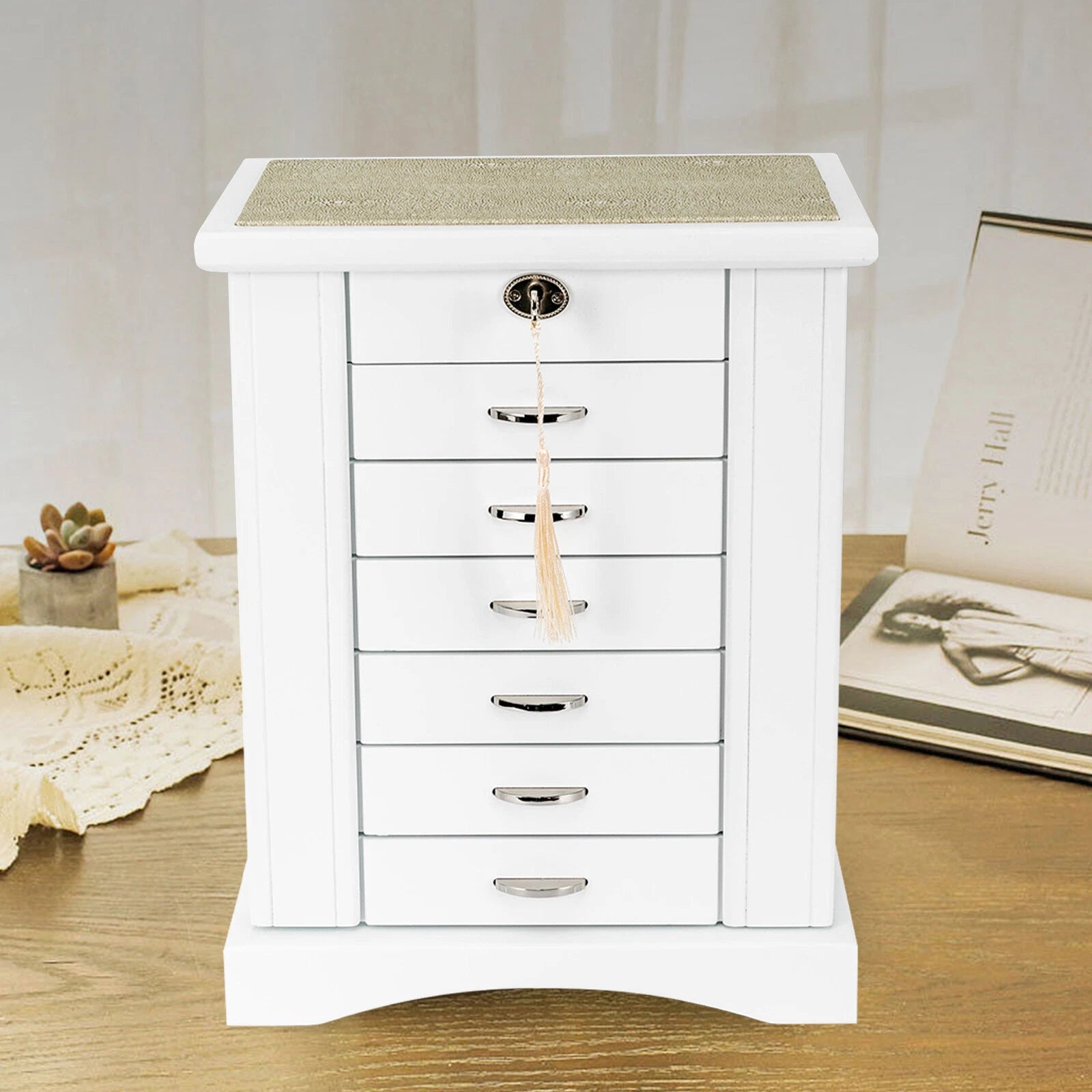 Jewelry Box Jewelry Armoire Cabinet Large Box Jewelry Box Organizer Key Lock Set | eBay