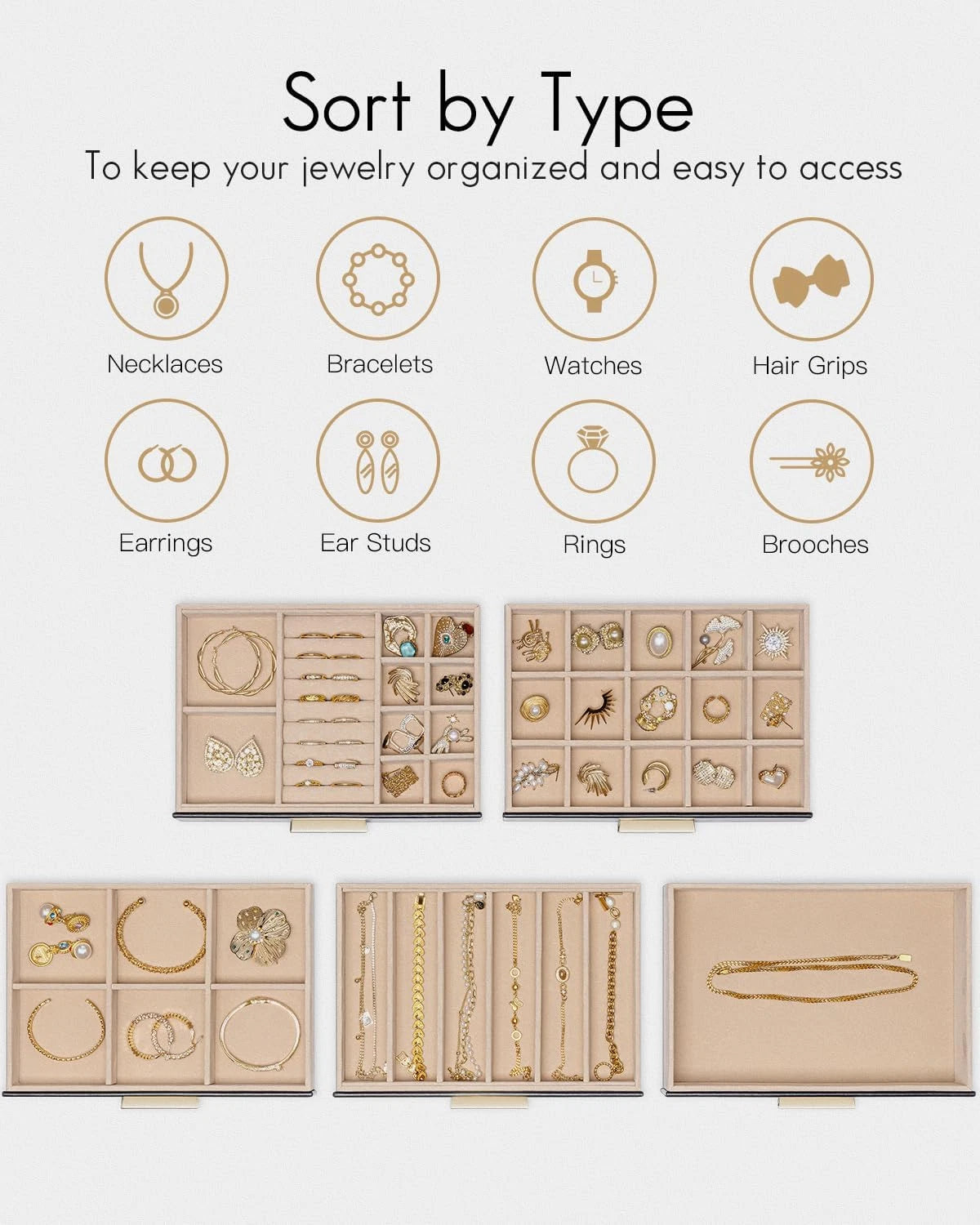 5 Layer Jewelry Box for Women, Glass Lid Jewelry Organizer with 5 Drawers for Ne | eBay