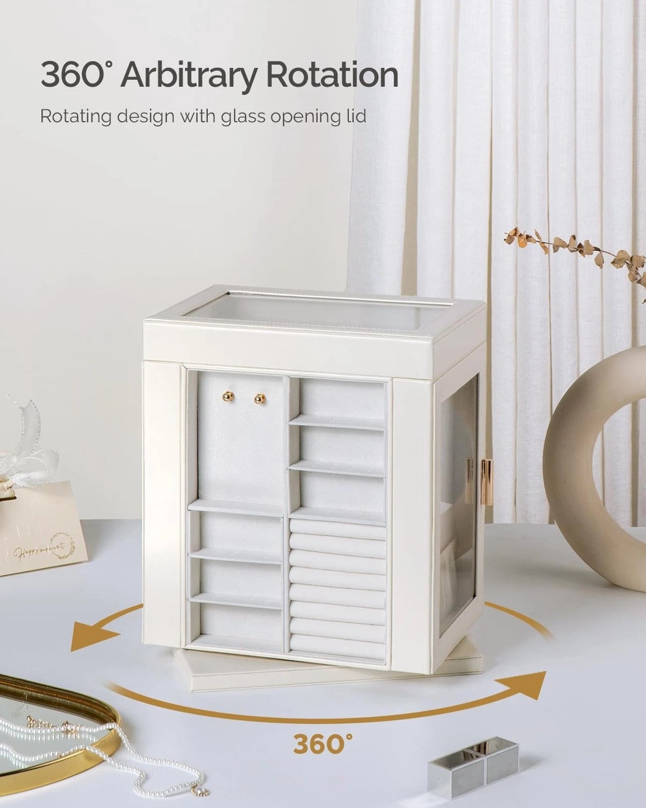 CASEGRACE Jewelry Box 360° Rotating, 6-Tier Organizer Open Design Large Ver | eBay