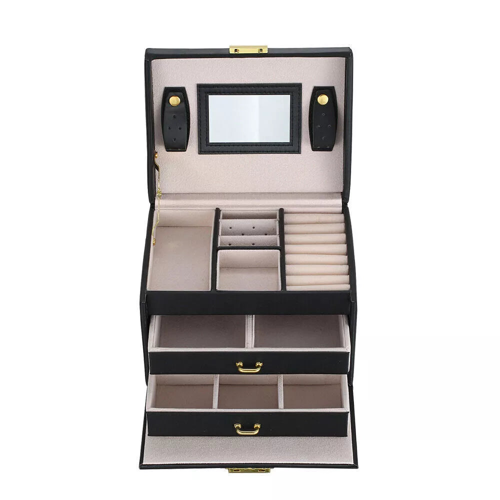 3 Layer Portable Jewelry Storage Case for Necklace Earrings Rings Bracelets | eBay