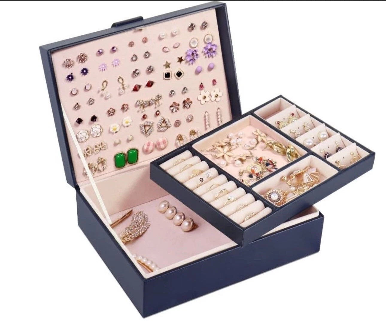 Jewelry Organizer Box, PU Leather Jewelry Boxes Necklaces Rings Earrings Holder | eBay