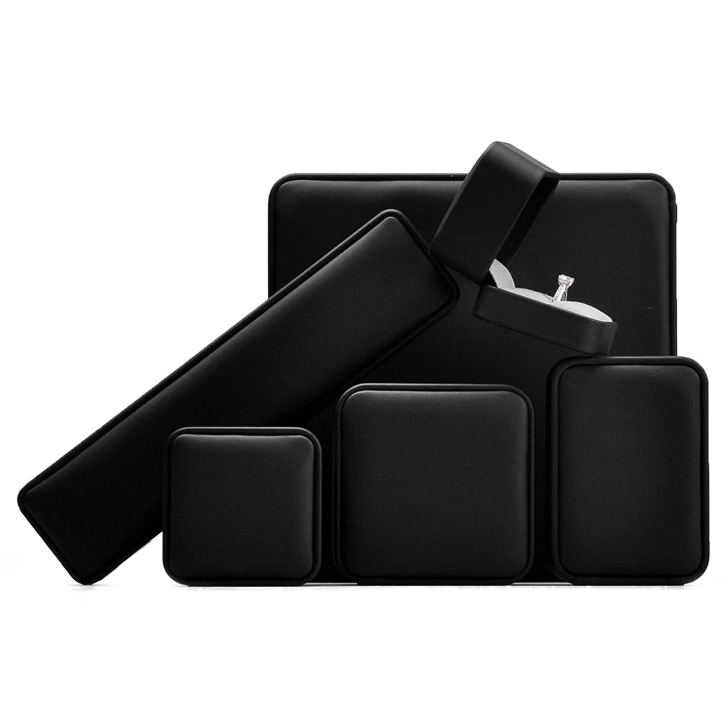 Black PU Premium Leather Earrings Gift Box Microfiber Interior Jewelry Box fo... | eBay