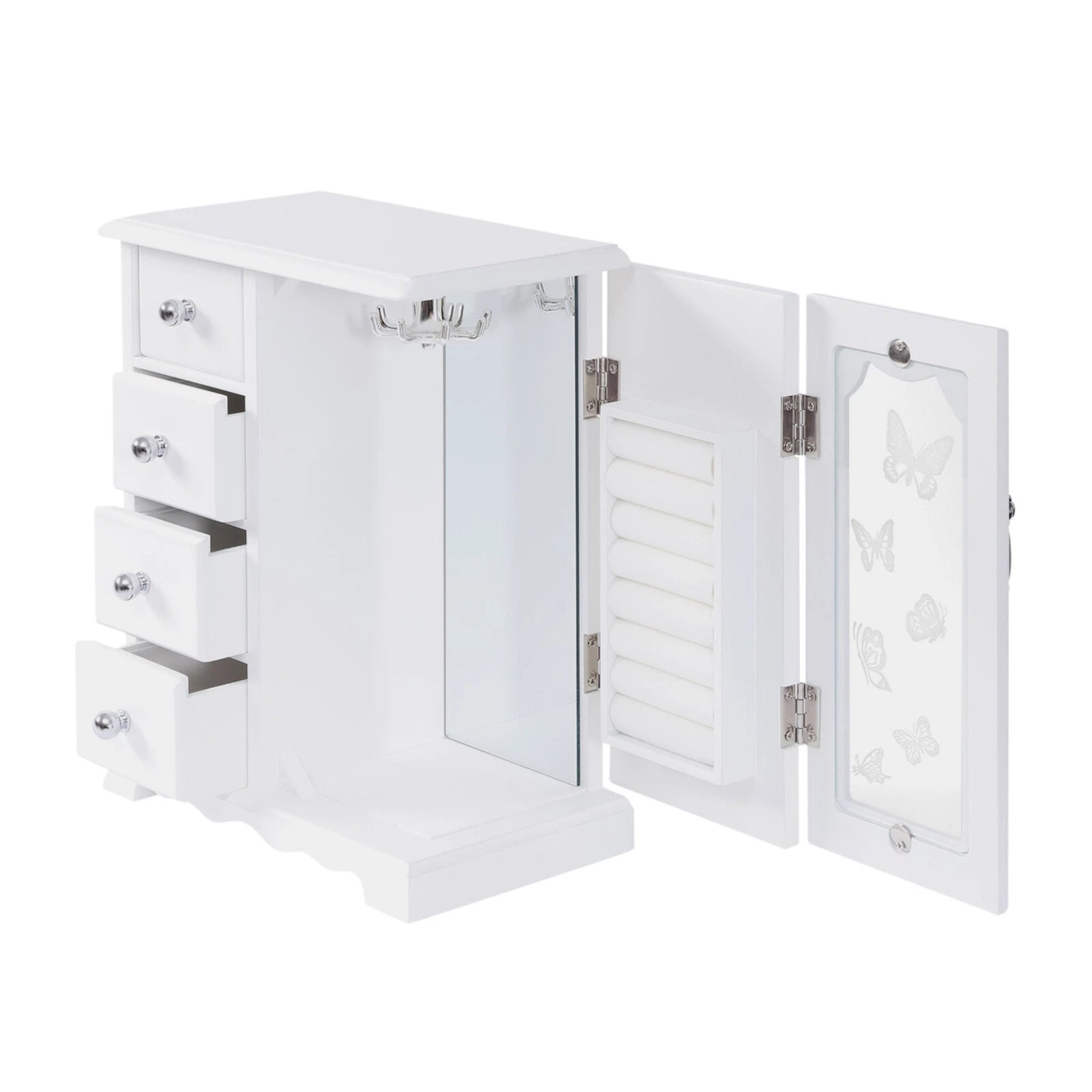 4 Drawers Jewelry Organizer Box Storage Mirrored Case Xmas Gift for Women Girls | eBay