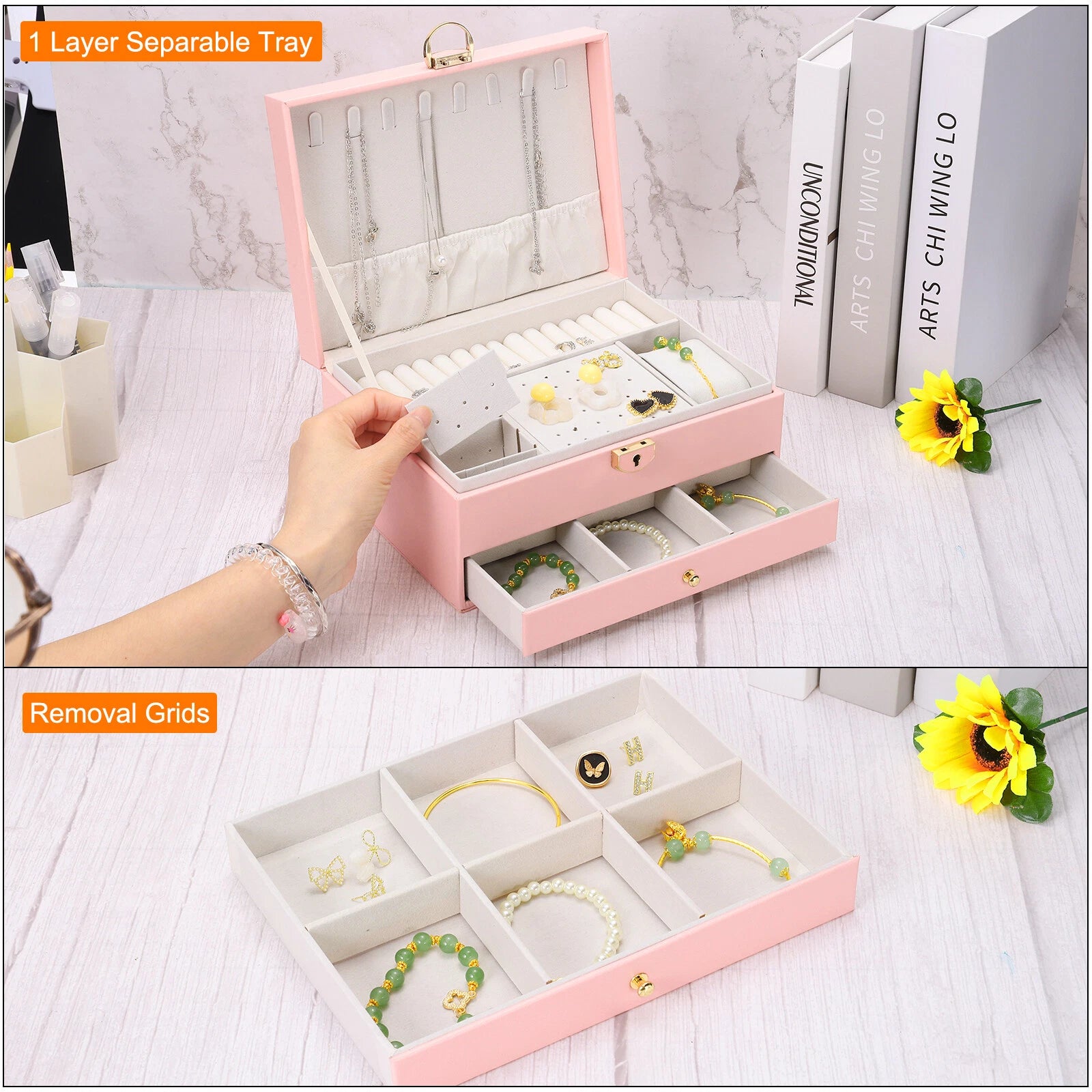 2 Layer Jewelry Box Organizer PU Leather Jewelry Storage Box for Necklace Black | eBay