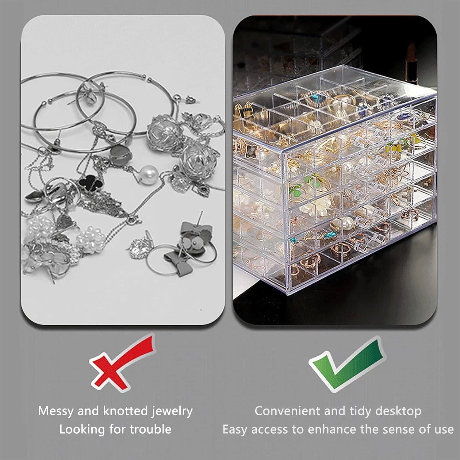 Clear Acrylic Jewelry Storage Box, Earring Jewelry Organizer with 5 Drawers, 5-L | eBay