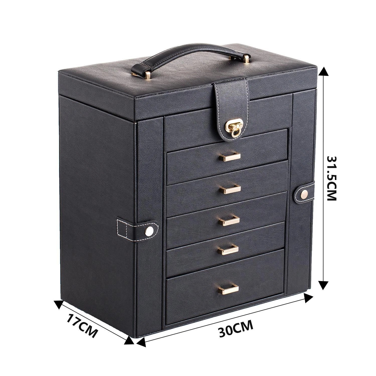 5/6 Tier Jewelry Box Storage Organizer Case Ring Earring Necklace w/ Lock Mirror | eBay