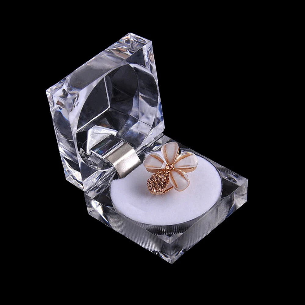 12 Pcs Clear Crystal Ring Gift Boxes Earrings Jewelry Storage White Box | eBay