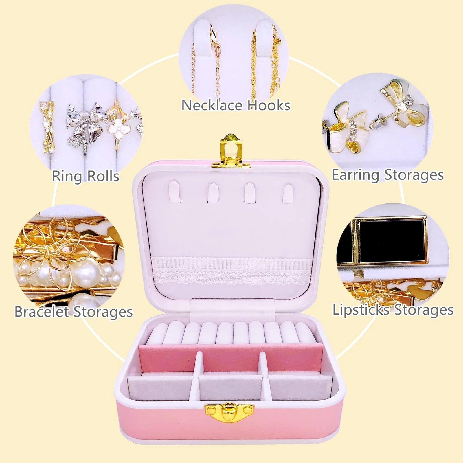 Jewelry Box, Earring Necklace Bracelet Organizer, Travel Jewelry Case with Wa... | eBay