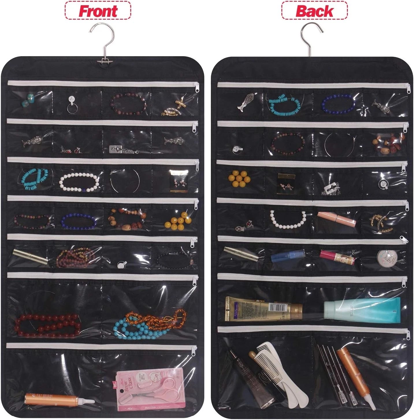 Hanging Jewelry Organizer 47 Pockets with Zipper for Earrings Necklace | eBay