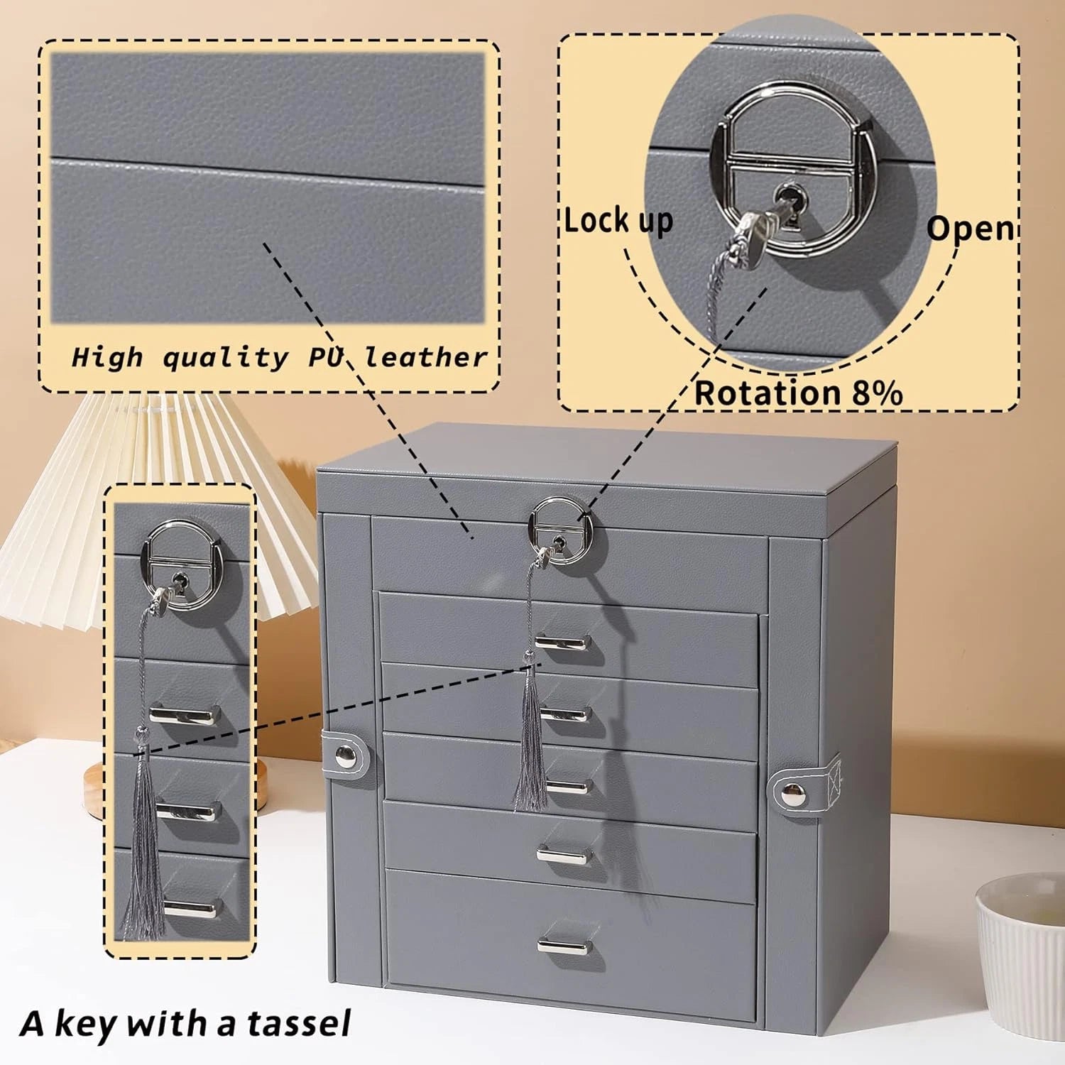 Jewelry Box for Women, 6 Layer Large Jewelry Organizer with Mirror, Multi-Functi | eBay