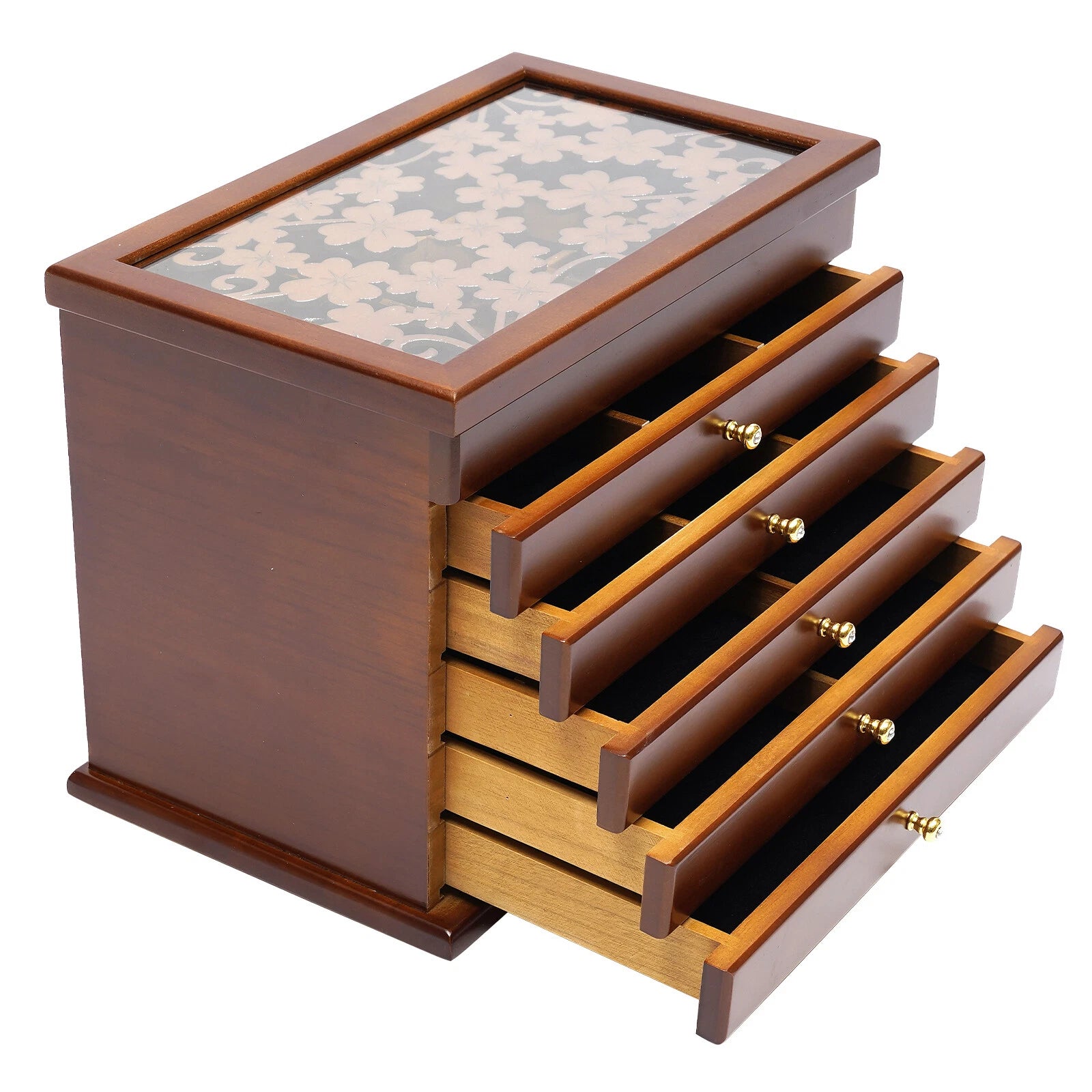6-Layer Storage Cabinet Organizer & Drawers Jewelry Box Case Necklace Ring Brown | eBay