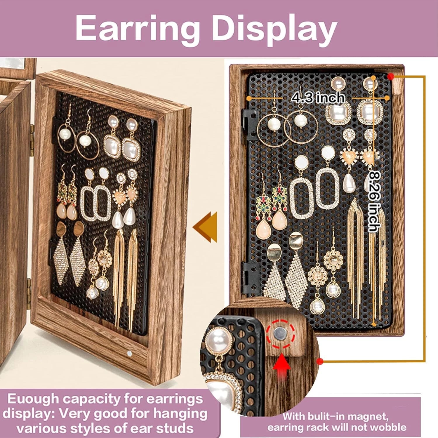 Jewelry Box Wood for Wowen 5-Layer Large Organizer Box with Mirror 4 Drawers US | eBay