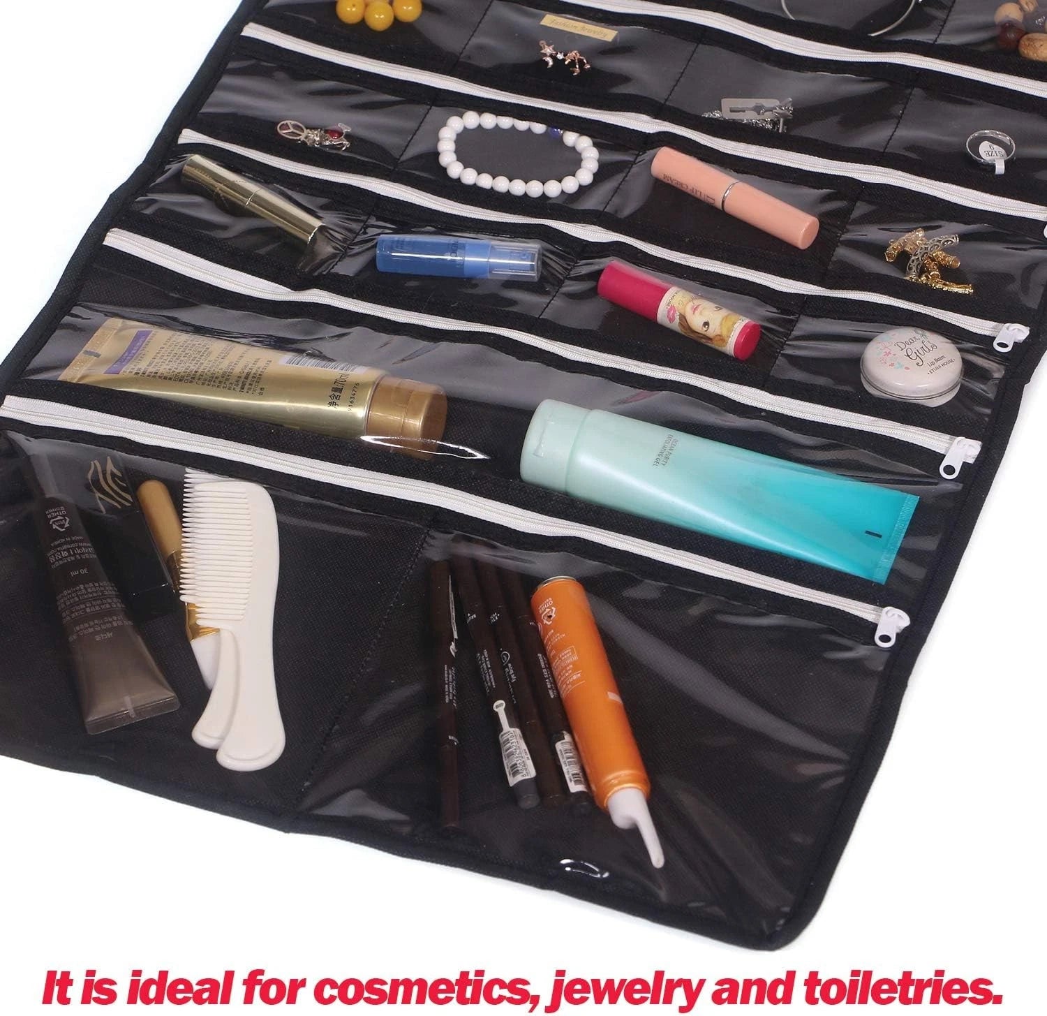 Hanging Jewelry Organizer 47 Pockets with Zipper for Earrings Necklace | eBay