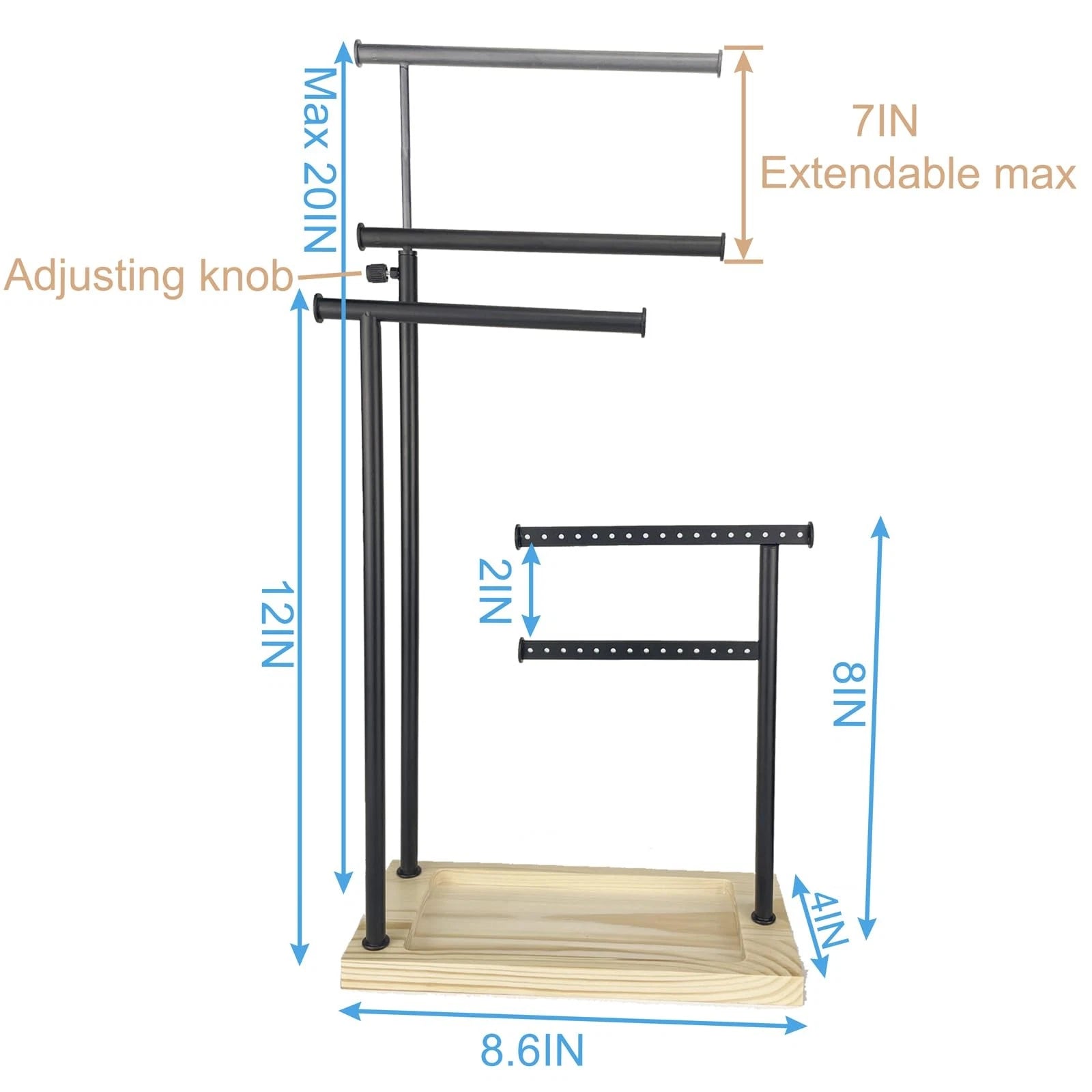 Elegant 4-Tier Jewelry Organizer Stand for Necklaces, Earrings & Bracelets | eBay
