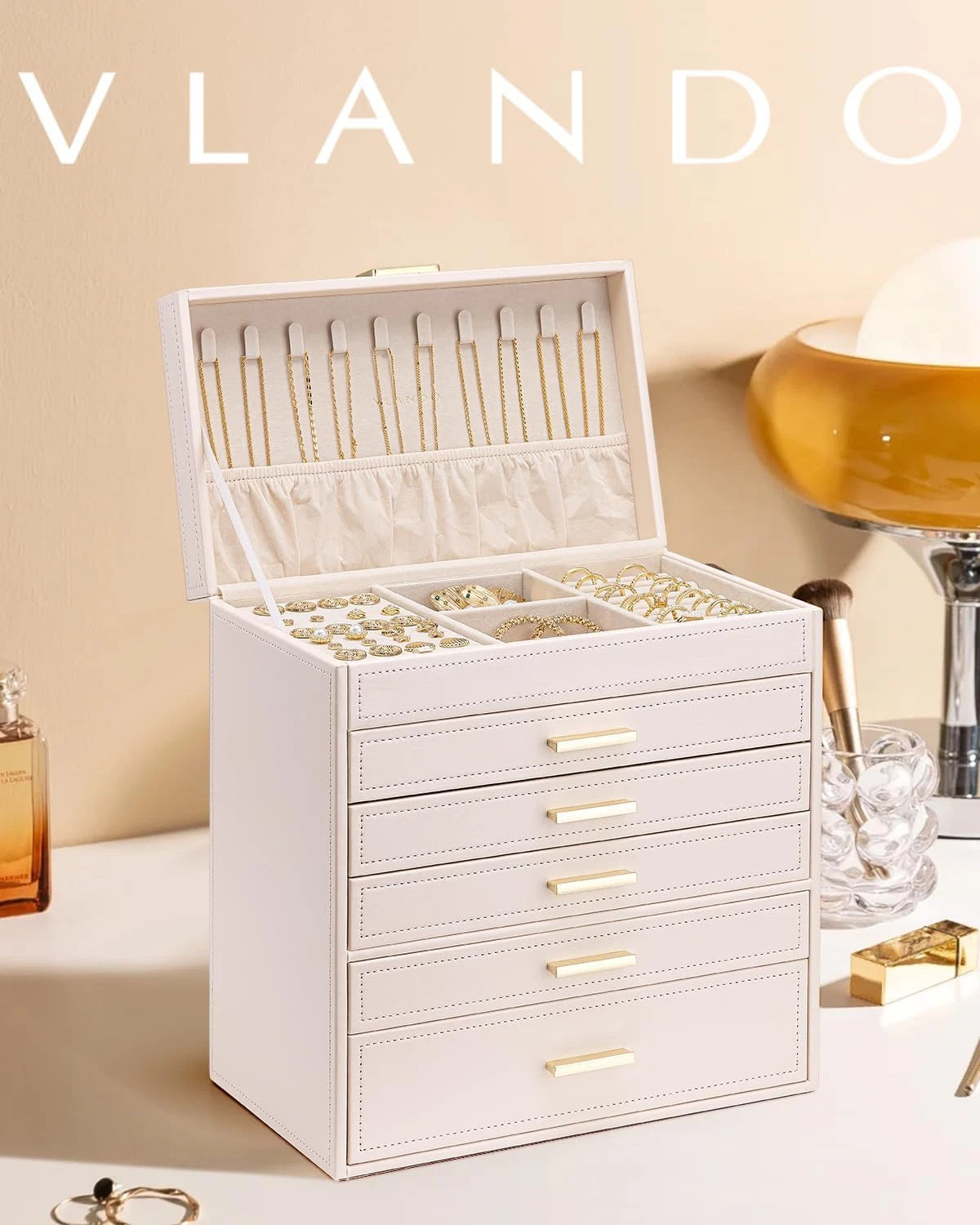 Jewelry Box Organizer,Large Jewelry Storage for 5 Drawn,Pu Leather Jewelry Boxes | eBay