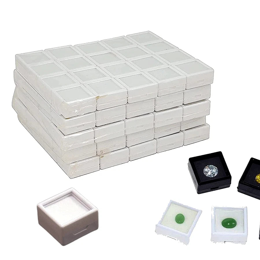 20 Pcs 3cmx3cm Wholesale Gemstones & Diamonds White Plastic Display Storage Box | eBay