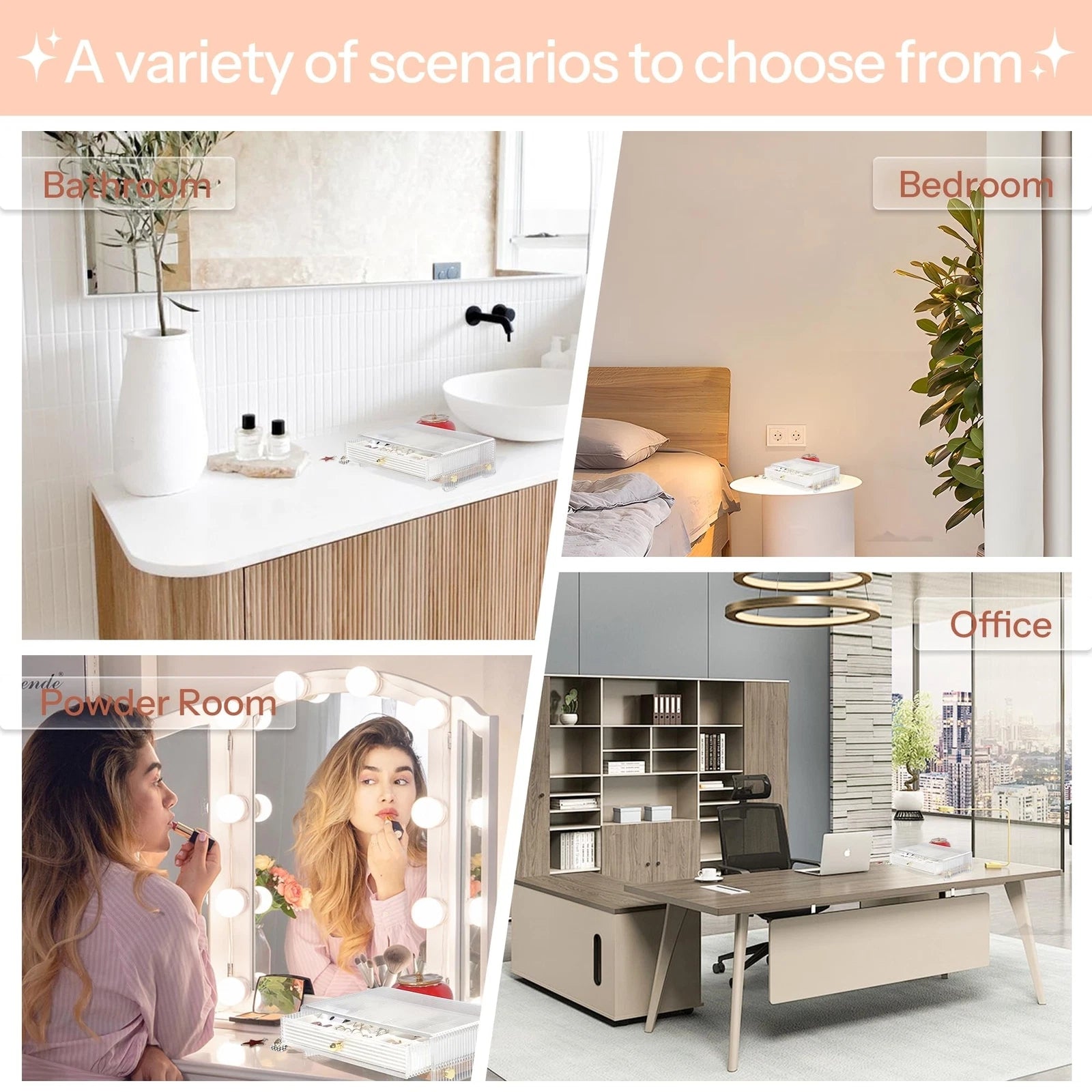 Acrylic Jewelry Box & Organizer with Wavy Look Design with Pine Wood Dividers... | eBay