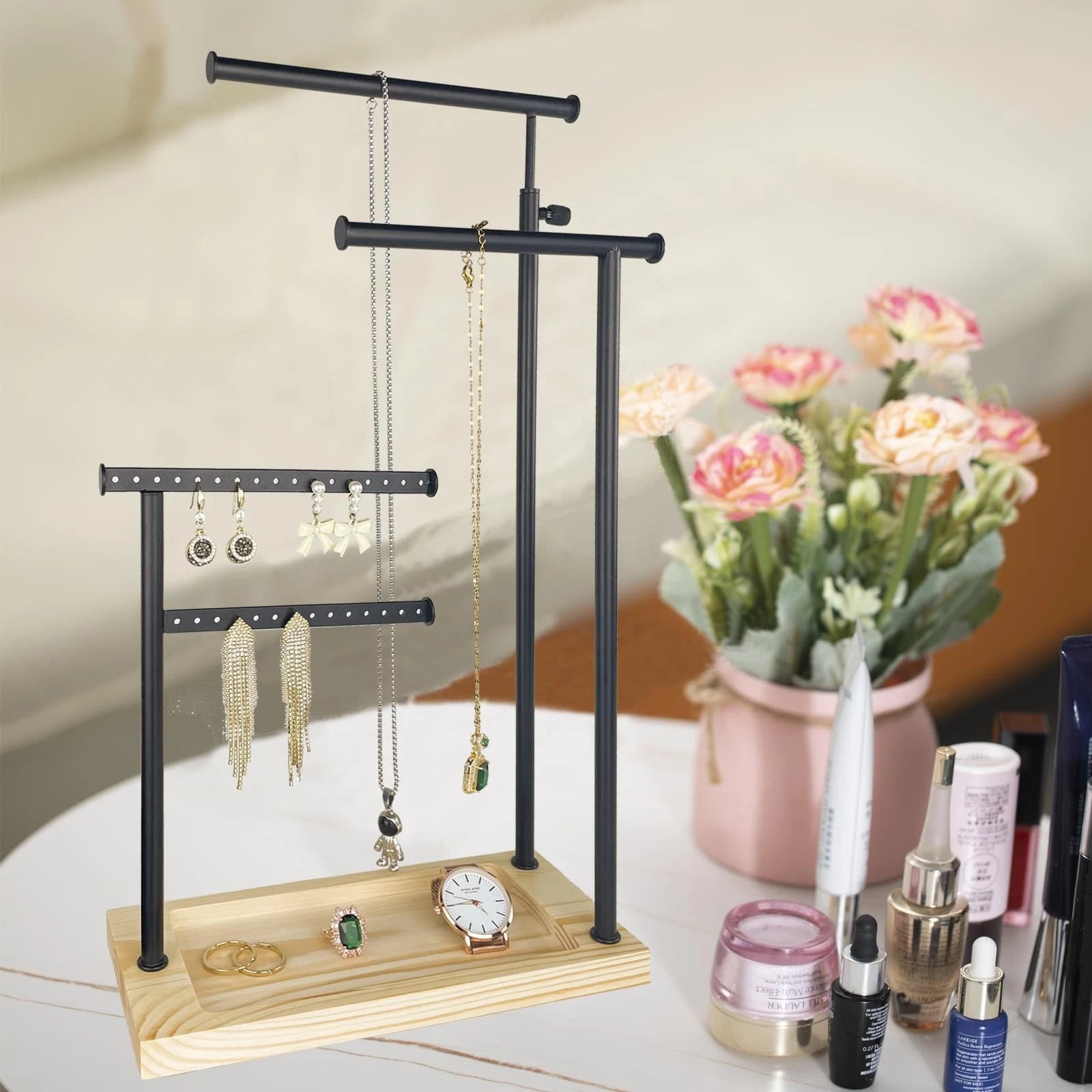 Elegant 4-Tier Jewelry Organizer Stand for Necklaces, Earrings & Bracelets | eBay