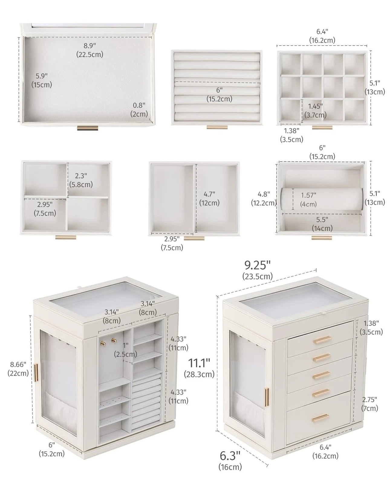 CASEGRACE Jewelry Box 360° Rotating, 6-Tier Organizer Open Design Large Ver | eBay