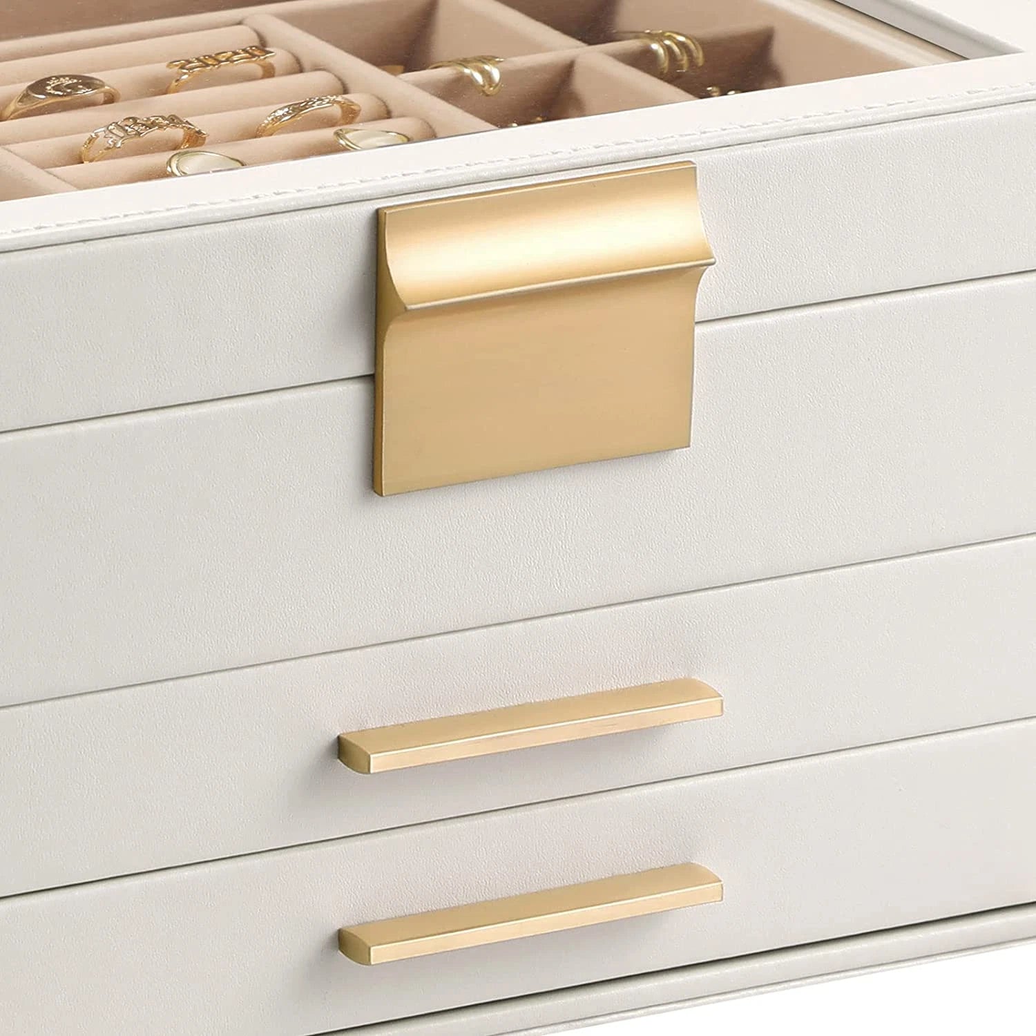 Jewelry Box Organizer for Women,3 Layers Jewelry Storage Display Box with Glass | eBay