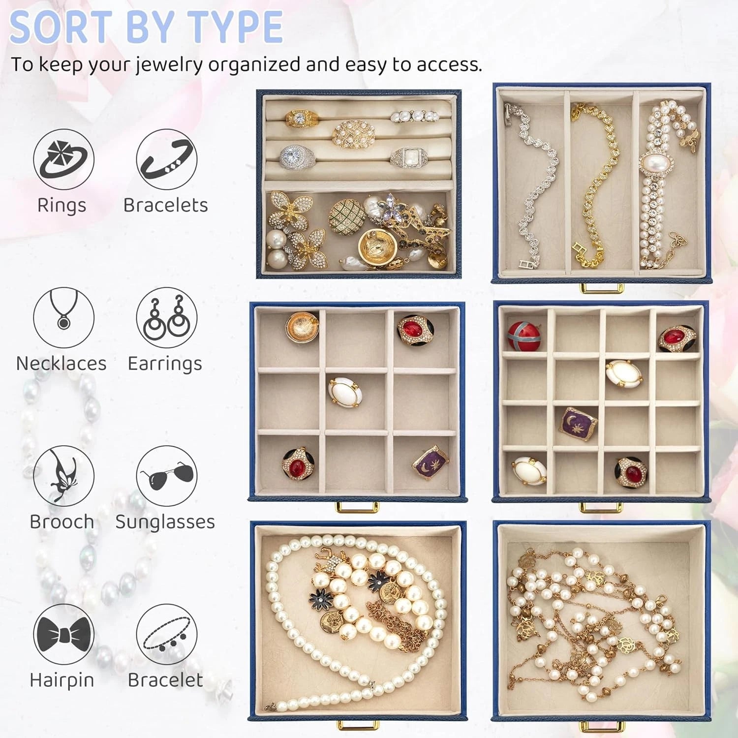 AKOZLIN Jewelry Box Organizer Functional Leather Jewelry Storage Case for Women | eBay