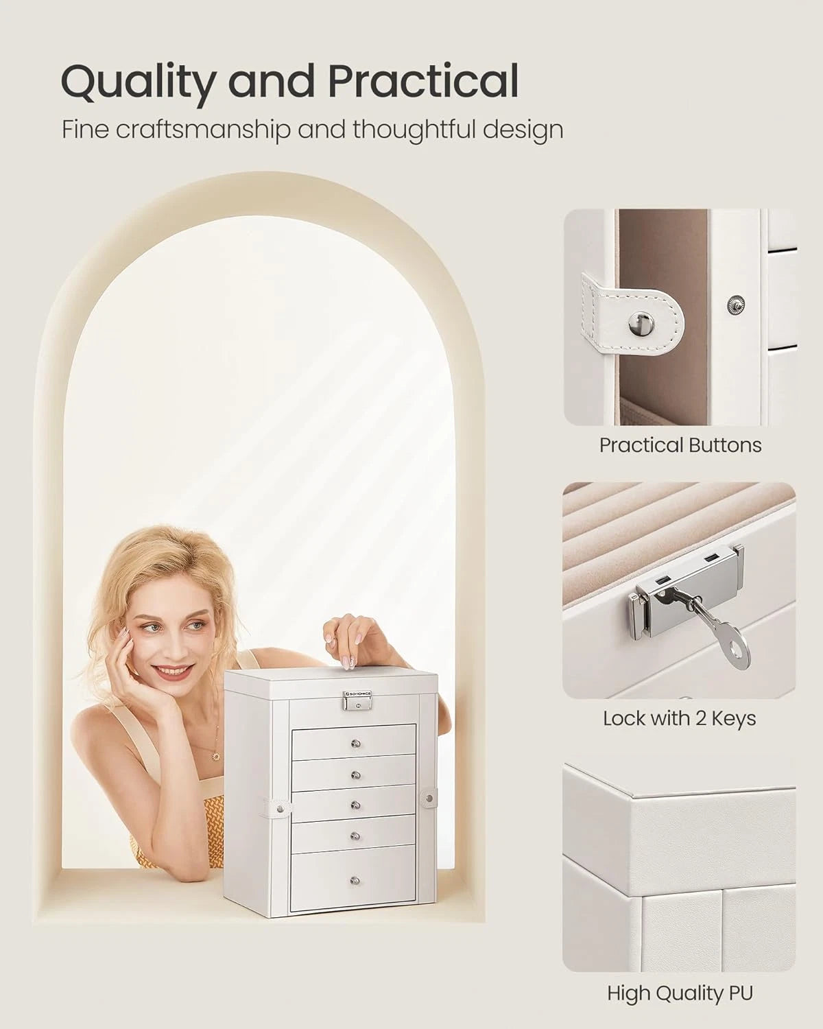 6 Tier Jewelry Box, Jewelry Storage Organizer with 5 Drawers, Large Storage Capa | eBay