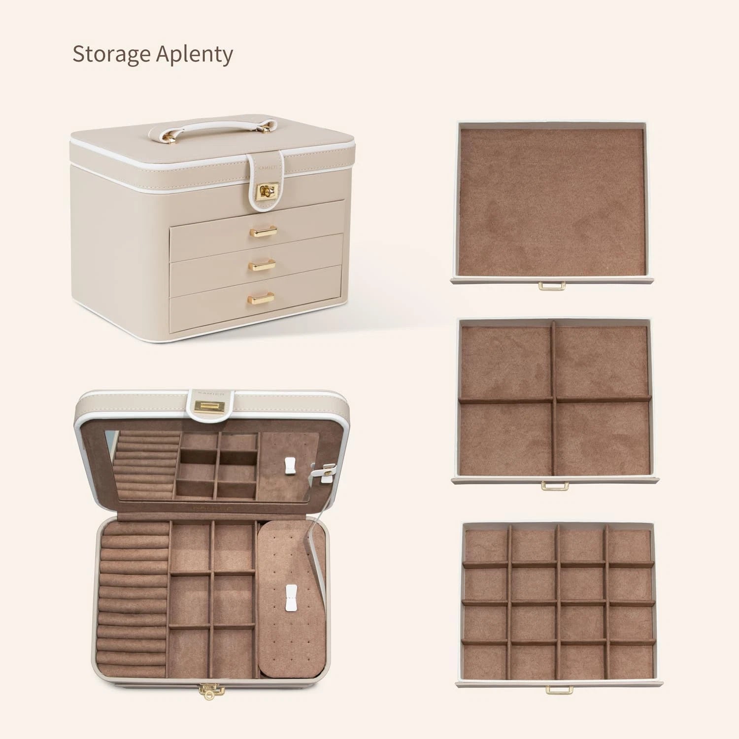 Jewelry Organizer Box, 4 Layer Jewelry Organizer with Mirror, 3 Drawers, Large J | eBay