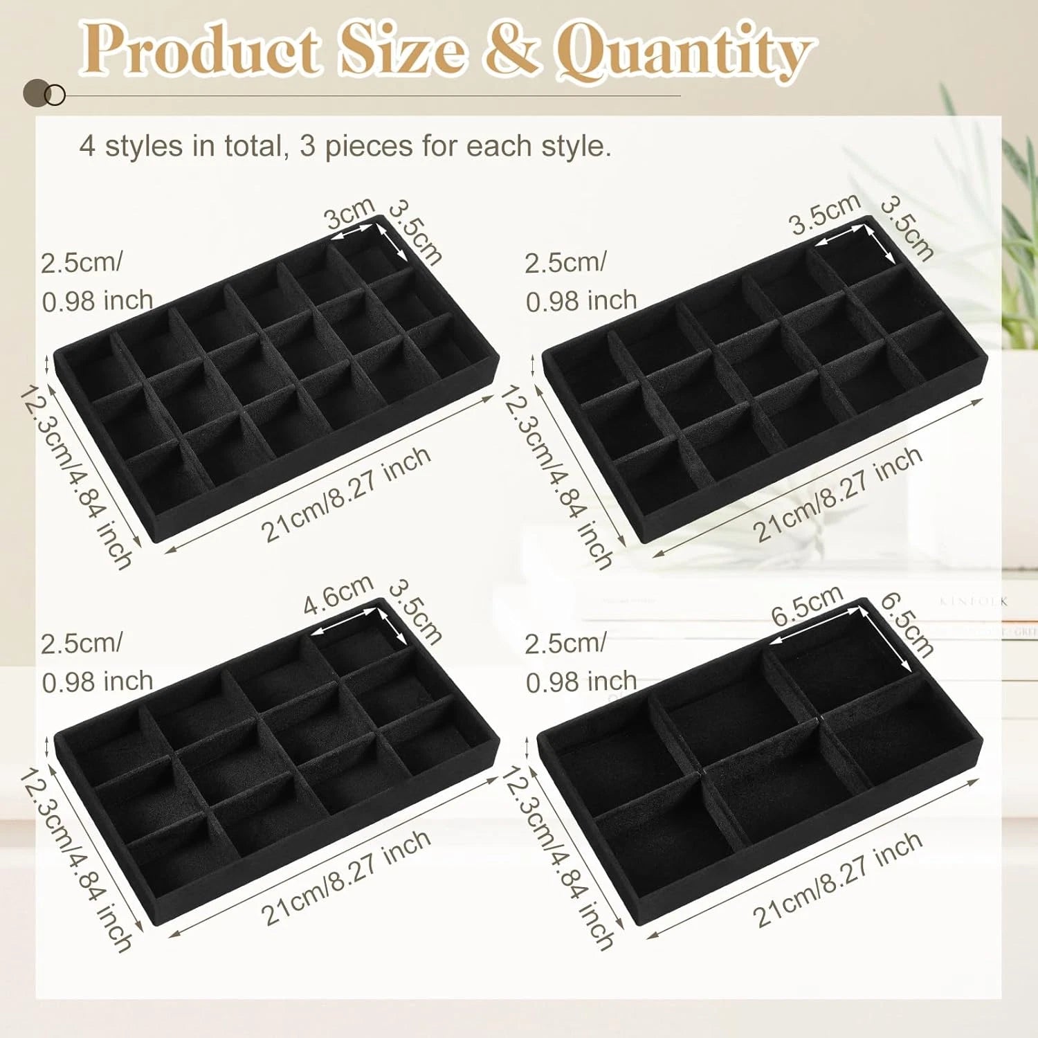12 Pcs Jewelry Tray Velvet Stackable Jewelry Organizer Trays Divided Earring Acc | eBay