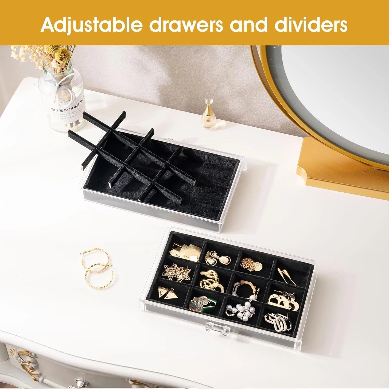 Freestanding Jewelry Storage Box with 5 Velvet Drawers - Elegant & Functional | eBay