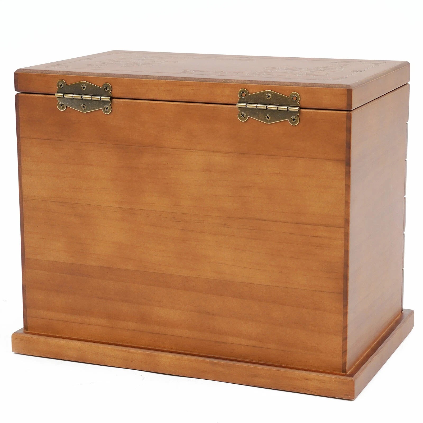 6 Layers Jewelry Box w/ Lock + Mirror Four-Leaf Carved Top Velvet Cabinet Case | eBay