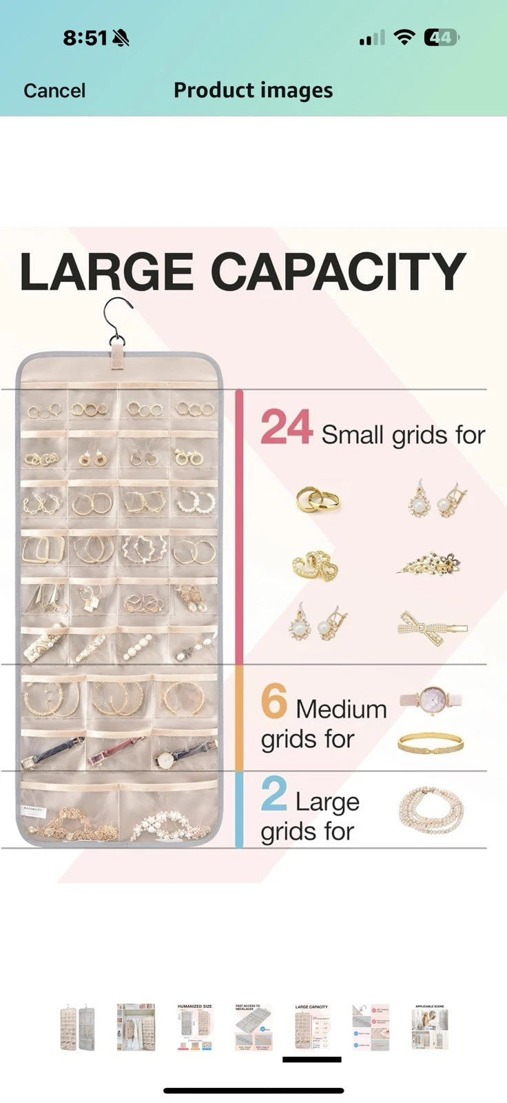 BAGSMART Hanging Jewelry Organizer with Hanger Metal Hooks Double-Sided Jewelry | eBay