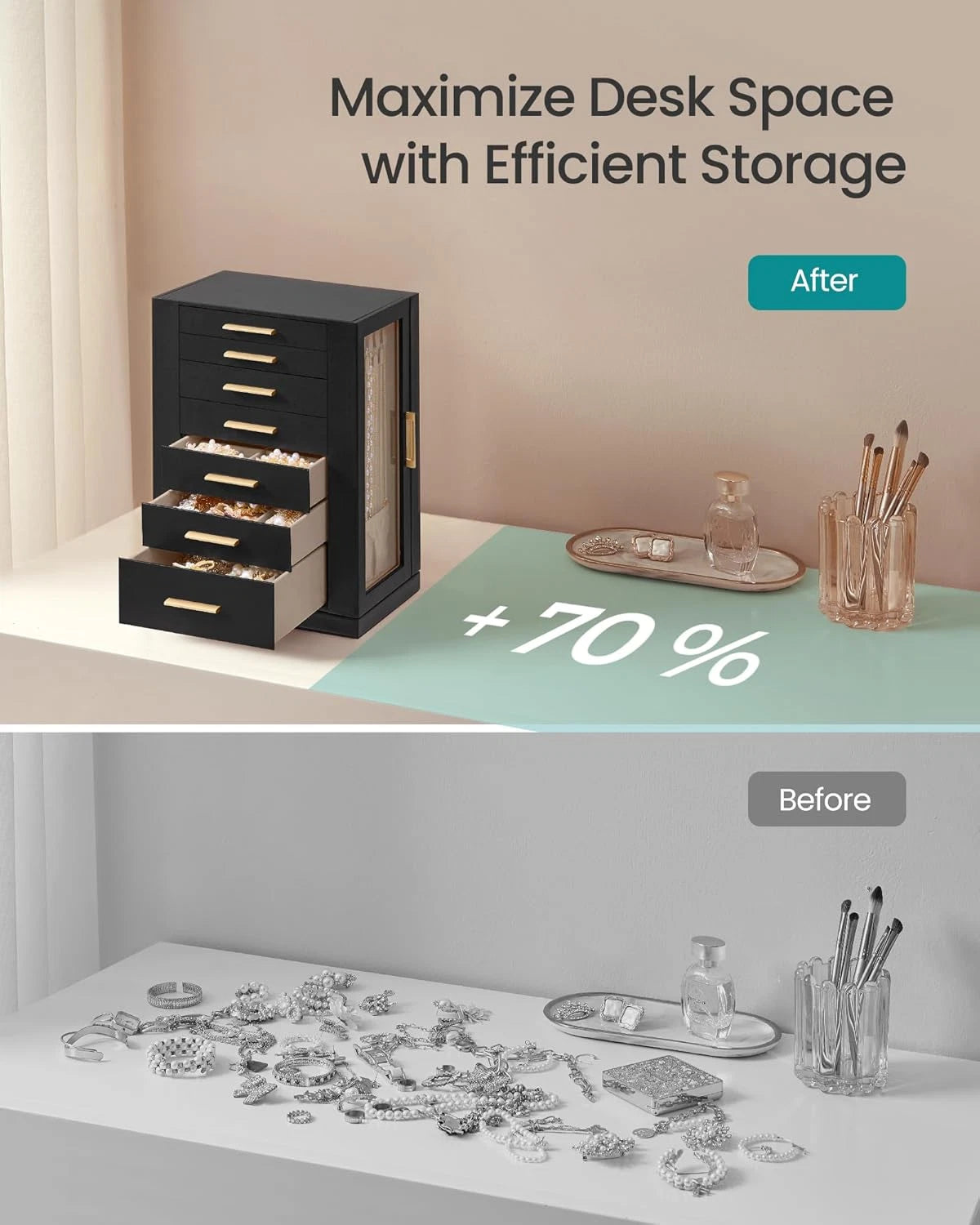 Jewelry Box 360° Rotating, Jewelry Storage Case with 7 Drawers, Jewelry Organize | eBay