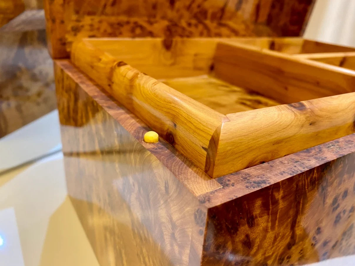 Big jewellery burl thuya Box lockable wooden burl Box organizer with key storage | eBay